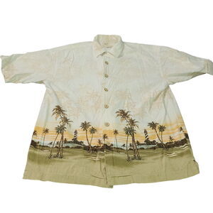 Paradise Shores Mens Button Up Shirt Multicolor Size Small Cotton Blend Collar